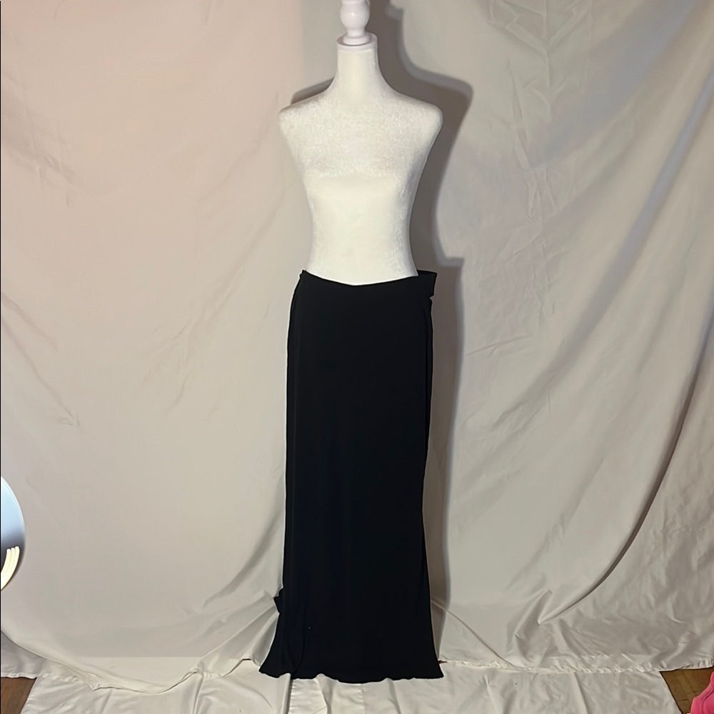 Simple Black Maxi Skirt with Side Slit